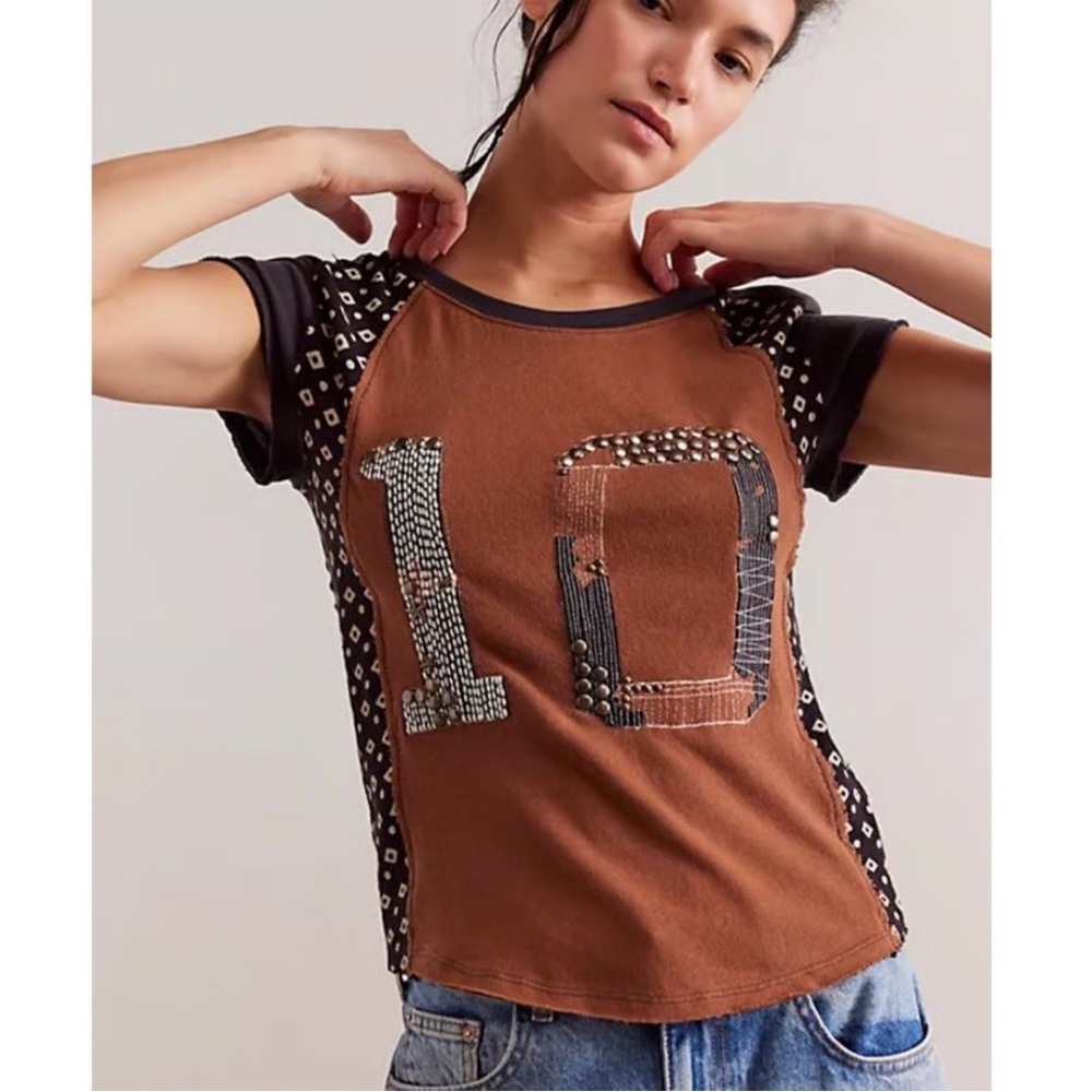 We The Free Studded Number 10 Embellished Sloane Graphic Tee